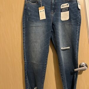 Seven7 Blue Boyfriend Jeans with Distressed Details